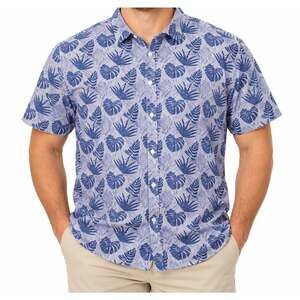 Thomas Dean Collection Hawaiian Shirt Mens 2XL Purple Stretch Floral Button-Up